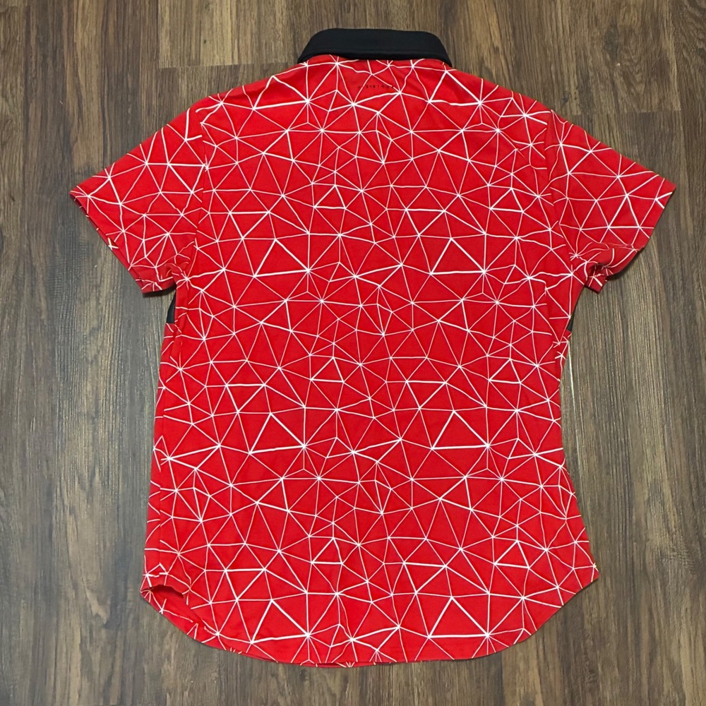 Vie+Riche Paris Polo Shirt Men's XXL Red Geometric Print Short Sleeve Casual - Picture 8 of 9
